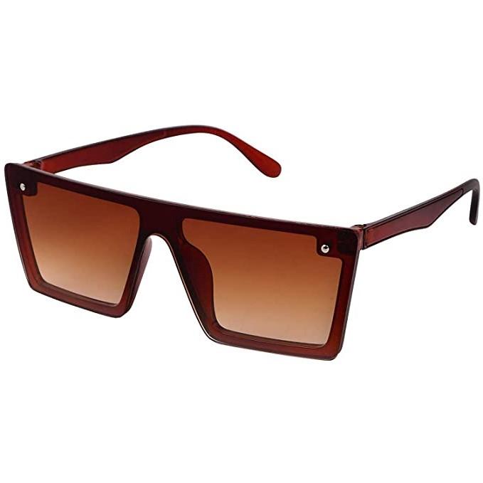 Unisex Brown Retro Square Sunglass